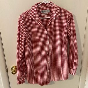SOLD-Urban Boundaries red & white gingham button down shirt. Size L